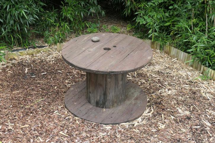 Touret en bois traité, Tuin en Terras, Tuintafels, Gebruikt, Rond, Hout, Ophalen