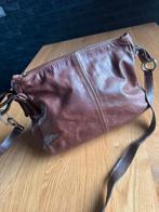 Donkerbruine zachtlederen schoudertas, Ophalen of Verzenden