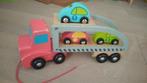 houten speelgoed truck + auto's, Kinderen en Baby's, Speelgoed |Speelgoedvoertuigen, Ophalen, Gebruikt