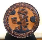 Maya azteeks handgesneden houten wandversiering in relief, Antiek en Kunst, Ophalen of Verzenden