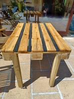 Europallettafel op wielen, Tuin en Terras, Tuintafels, Ophalen, Gebruikt, Rechthoekig, Hout