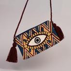 Wayuu Schoudertas, met oogdesign Handgemaakt uit Colombia, Verzenden, Nieuw, Bruin, Handtas