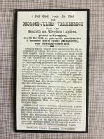 Soldaat Vermeersch  Wevelgem +1918 krijgsgevangene WOI, Verzenden, Bidprentje