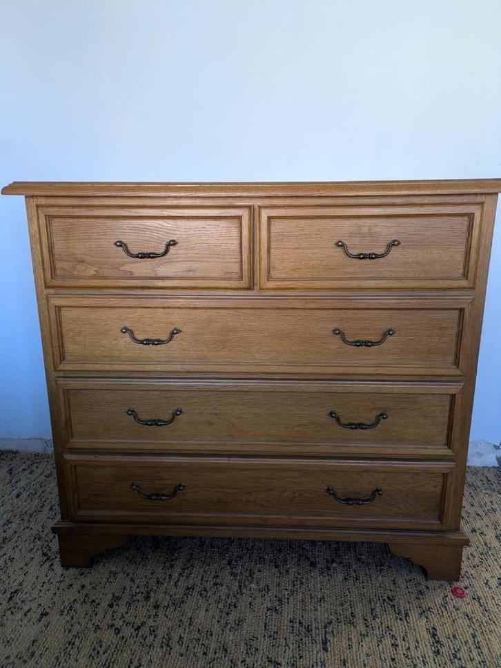 Dressoir met 5 laden, Huis en Inrichting, Kasten | Ladekasten, Gebruikt, 100 tot 150 cm, 100 tot 150 cm, 50 tot 75 cm, Eikenhout