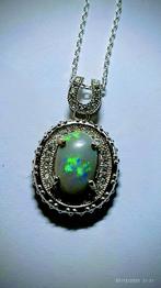 925 sterling zilveren hanger met Lightning Ridge opaal, Nieuw, Ophalen of Verzenden, Met edelsteen, Zilver