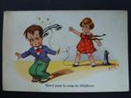 Carte postale ancienne écrite avec merci pour le coup de tél, Collections, Affranchie, Enfants, Enlèvement ou Envoi