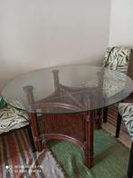 Table verre rotin, Ophalen, Glas
