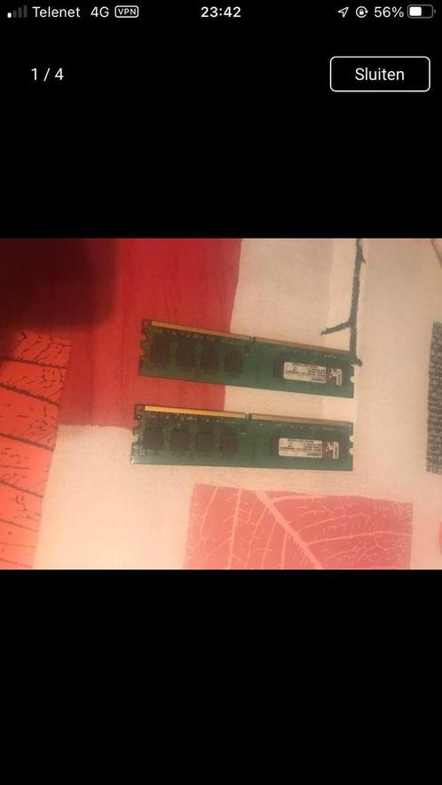 Mémoire Kingston DDR2, Informatique & Logiciels, Mémoire RAM, Comme neuf, 2 GB, DDR2, Enlèvement ou Envoi