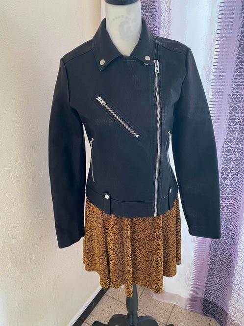 Zwarte jas van imitatieleer — Maat 38, Kleding | Dames, Jasjes, Kostuums en Pakken, Ophalen of Verzenden
