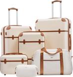 6-delige trolley koffer set wit-beige, Ophalen, Hard kunststof, 45 tot 55 cm, Nieuw