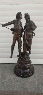 Couple de personnage en bronze signe Auguste moreau, Brons, Verzenden