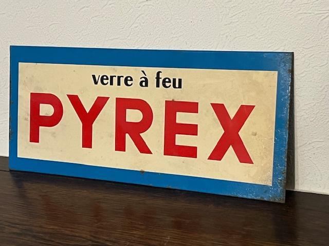 Blikken reclamebord Pyrex, vuurvast glas, Antiek en Kunst, Curiosa en Brocante, Ophalen