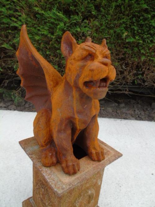roestige gietijzeren waterspuwer, gevleugeld monster..., Tuin en Terras, Tuinwanddecoratie, Nieuw, Ophalen