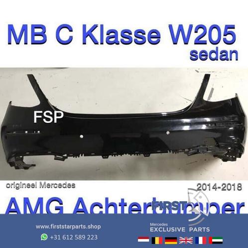 W205 C43 C63 AMG Achter bumper Mercedes C Klasse 2014-2018, Auto-onderdelen, Carrosserie, Bumper, Mercedes-Benz, Achter, Gebruikt
