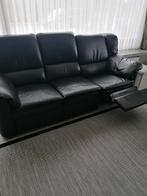 Salon zwart leren, Huis en Inrichting, Ophalen, Zo goed als nieuw, Leer, Klassiek