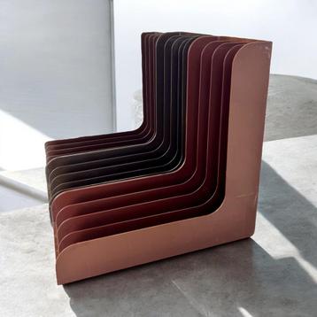 Porte-disque vintage en vinyle brun, Enlèvement ou Envoi