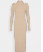 Dagmar; beige tricot jurk, L., Kleding | Dames, Ophalen of Verzenden, Beige