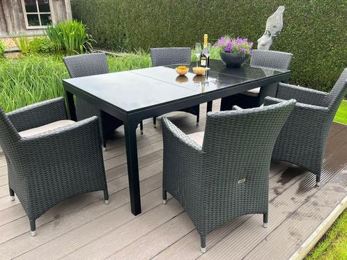 Table de jardin en granit noir, Maison & Meubles, Tables | Tables à manger, Neuf, 100 à 150 cm, Cinq personnes ou plus, Rectangulaire