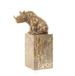 Bronzen Beeld van een zittende Neushoorn GRATIS LEVERING, Antiek en Kunst, Verzenden, Brons