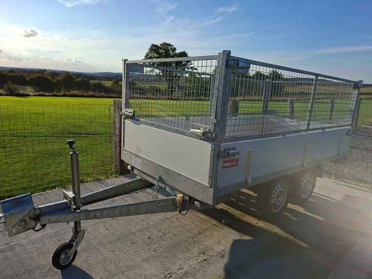 REMORQUE BASCULANTE DOUBLE ESSIEUX 3M AVEC GRILLAGE, Autos : Divers, Remorques, Utilisé, Enlèvement