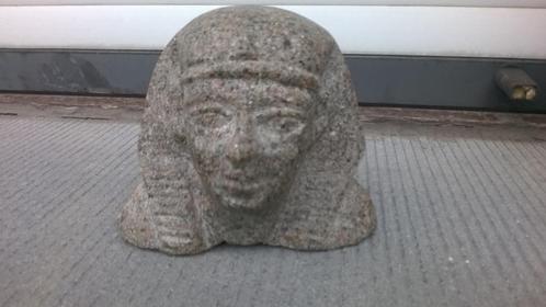 Farao's hoofd gebeeldhouwd in graniet — 11 cm, Antiek en Kunst, Kunst | Beelden en Houtsnijwerken, Ophalen of Verzenden
