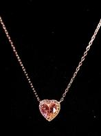 Collier en argent avec cœur en zirconium., Envoi, Comme neuf, Rose, Cœur