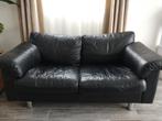 Zwarte lederen tweepersoons sofa gratis af te halen, 150 à 200 cm, Deux personnes, Banc droit, Cuir