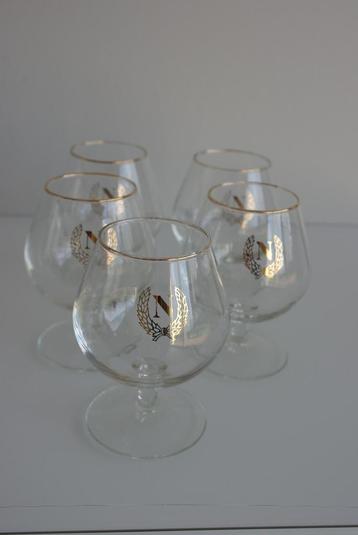 5 verres de cognac Napoléon, Enlèvement ou Envoi, Comme neuf, Verre, Verre ou Verres