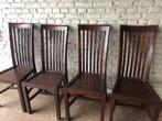 4 houten landelijke stoelen eetkamerstoelen, Ophalen, Gebruikt