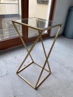 Gouden salontafel met glas, Huis en Inrichting, Tafels | Salontafels, Ophalen, Minder dan 50 cm, Gebruikt, 50 tot 75 cm