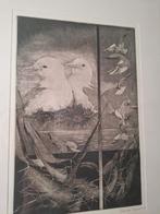 Mooie ets zilvermeeuwen " Haven" Carine Smeers 1988, Ophalen of Verzenden