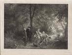 J. B. Madou en Theodore Fourmois litho "Le Repos en Bois", Antiek en Kunst, Ophalen