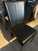 Te koop 6 zwarte leren eetkamer stoelen met handvaten, Ophalen