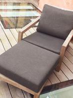 Tuinzetel met voetbank en bijhorende kussens, Jardin & Terrasse, Chaises de jardin, Enlèvement, Comme neuf, Bois