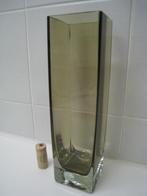 Vierkante seventies vaas in bruin glas, Antiek en Kunst, Ophalen