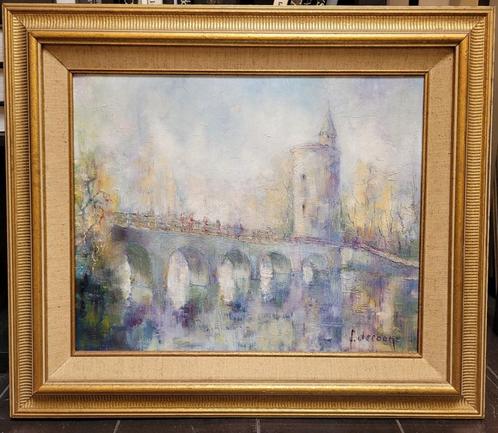 Frans De Coene, de Poertoren aan het Minnewater in Brugge, Antiek en Kunst, Kunst | Schilderijen | Klassiek, Ophalen of Verzenden