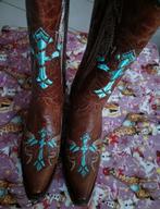 Circle G pour femmes de Corral Cognac & Turquoise-Beige Wing, Neuf, Brun, Bottes hautes, Coral