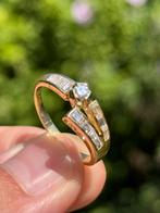 18K gouden ring met natuurlijke diamant 0.87ct, certificaat!, 19 tot 20, Geel, Ophalen of Verzenden, Met edelsteen