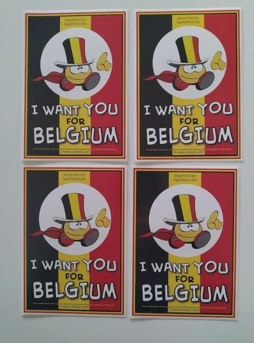 Leuk lot 4x Stickers - Rode Duivels - I Want You for Belgium, Verzamelen, Stickers, Zo goed als nieuw, Sport, Ophalen of Verzenden