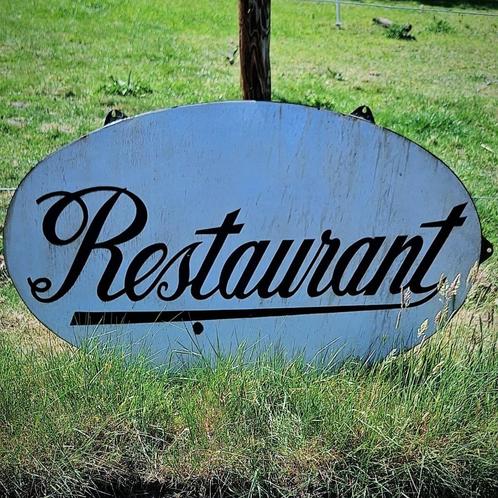 Stoer en groot emaille bord Restaurant 🍽, Verzamelen, Merken en Reclamevoorwerpen, Gebruikt, Reclamebord, Ophalen