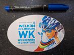 Vintage sticker WK wielrennen Limburg 2012, Verzamelen, Ophalen of Verzenden, Zo goed als nieuw, Sport