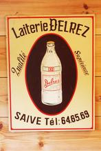 Vintage Reclamebord Uit Hout / Laiterie Delrez In Saive, Utilisé, Enlèvement ou Envoi, Panneau publicitaire