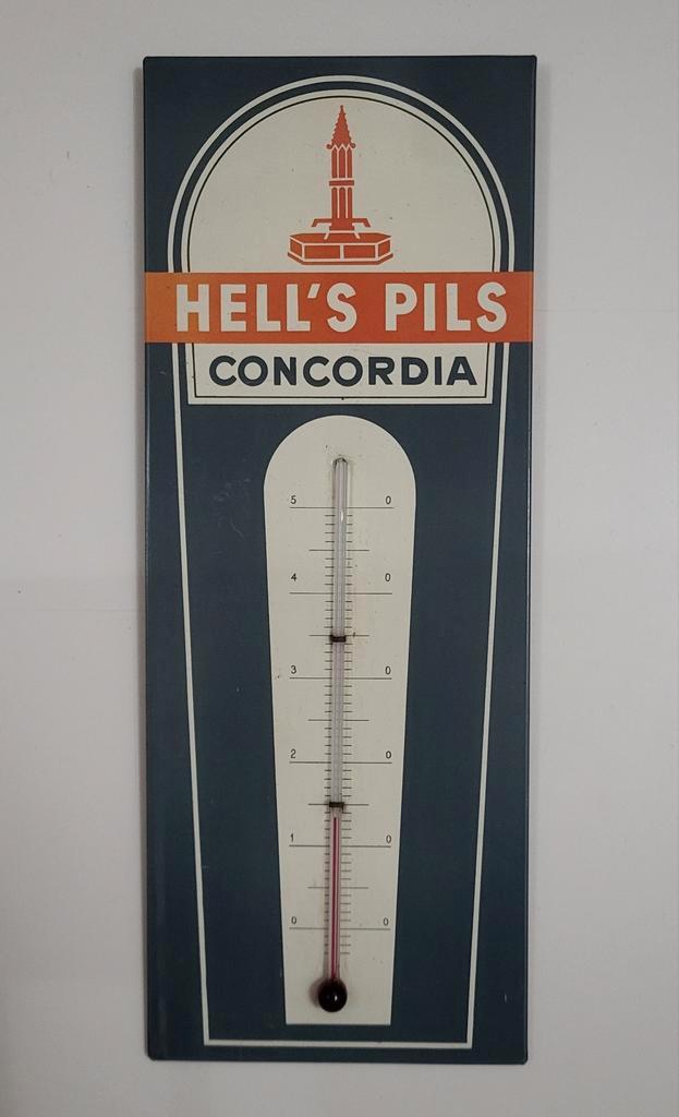 Blikken thermometer Hell´s Pils Concordia., Verzamelen, Biermerken, Ophalen of Verzenden