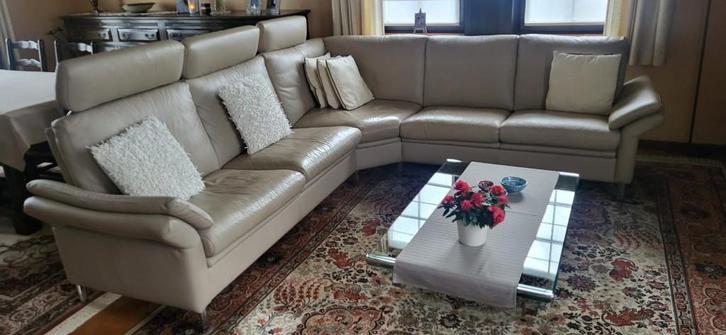 zetel in leder, Huis en Inrichting, Zetels | Zetels, Gebruikt, Hoekbank, Overige maten, Leer, Ophalen