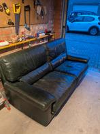 Flessengroene leren bank, Ophalen, Gebruikt, 150 tot 200 cm, Driepersoons