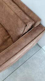 Zetel in cognac suede, Huis en Inrichting, Rechte bank, Gebruikt, Metaal, 75 tot 100 cm