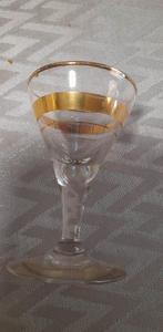 8 antieke likeurglaasjes op voet met vergulde banden., Antiquités & Art, Antiquités | Verre & Cristal, Enlèvement ou Envoi