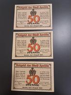 1921 Allemagne 3x 50 pf monnaie d'urgence Apolda D, E et F, Envoi, Allemagne, Série