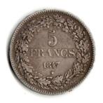 Pièce de monnaie / 5 fr / Leopold Ier/1847/ Argent/Belgique, Argent, Enlèvement ou Envoi, Monnaie en vrac, Argent