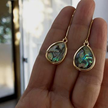 Oorbellen natuurlijke schelp abalone verguld met goud 18K beschikbaar voor biedingen